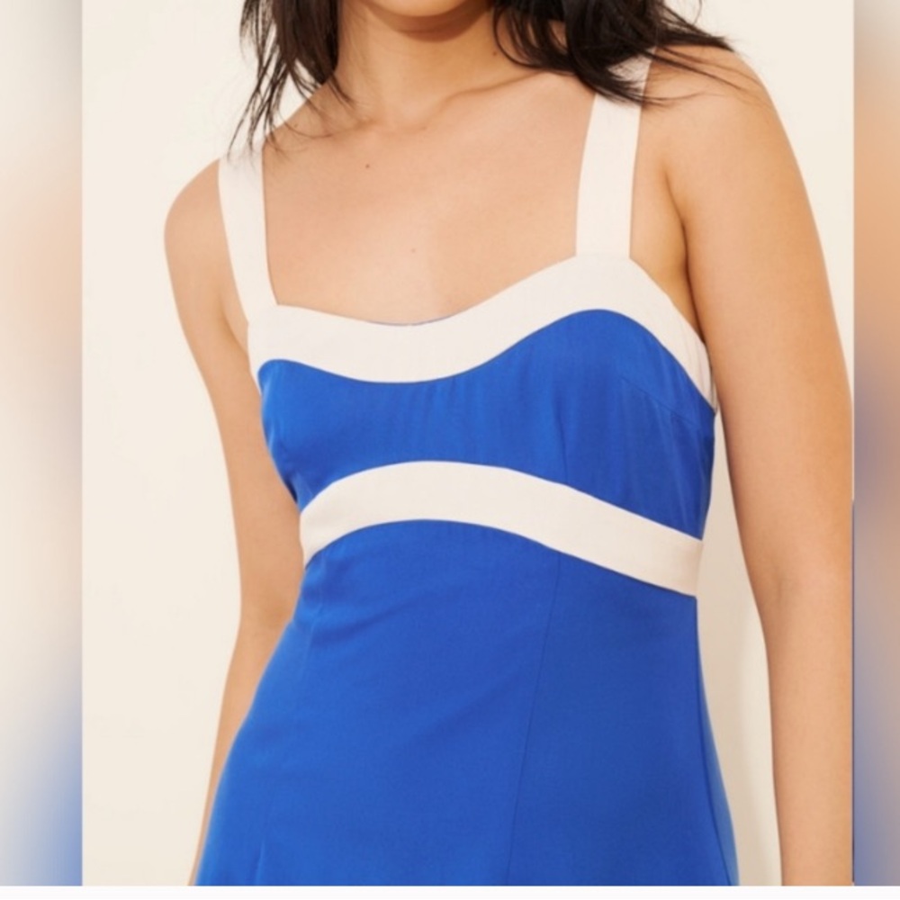 Sancia x Anthropologie Amara Paradise Found Blue and White Dress M medium - Picture 2 of 4